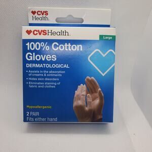 CVS 100% Cotton Gloves Size Large ( 2 Pair ) Fits Either Hand NEW